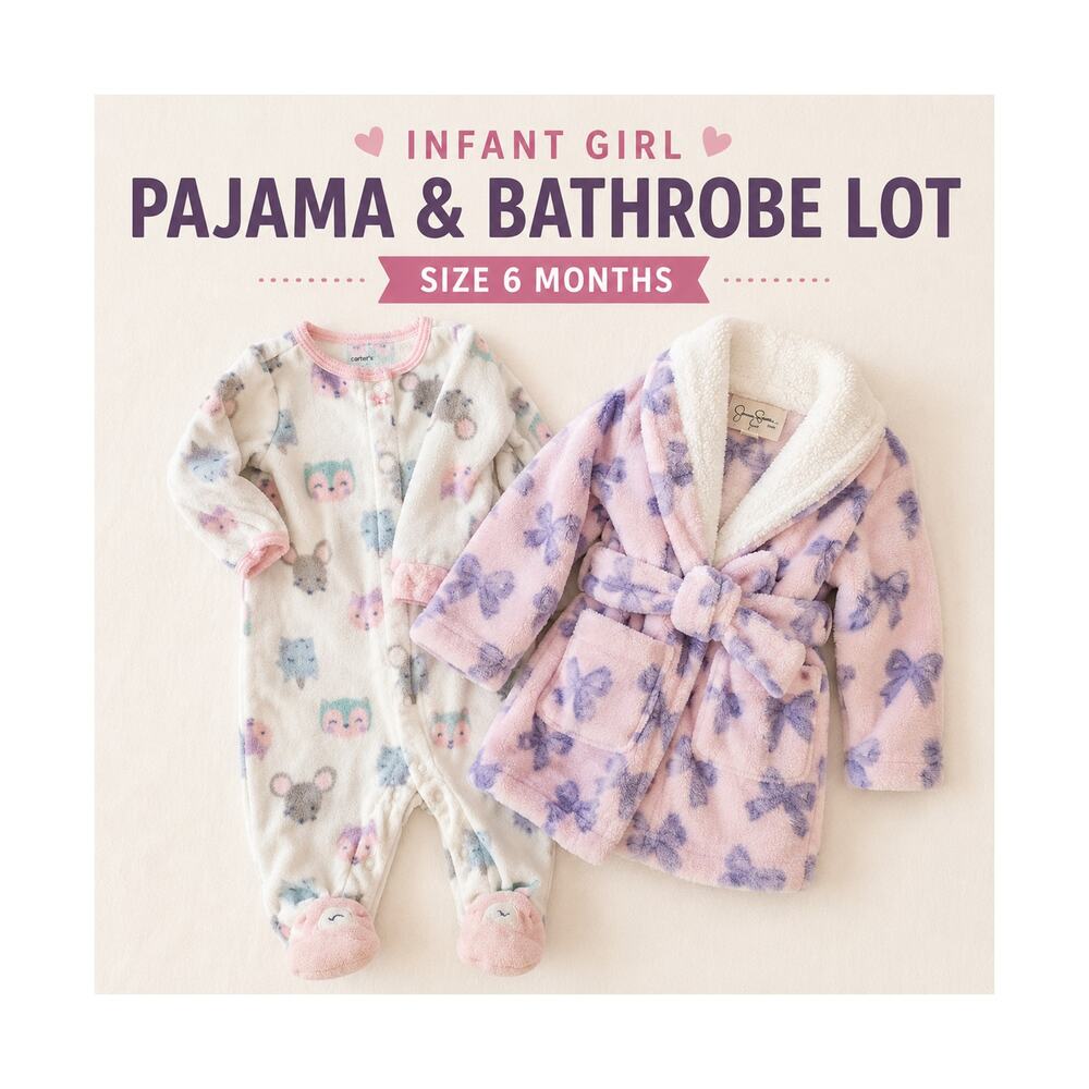 Infant Girl Clothing Lot 6 Months Baby Girl Bathrobe Pajamas Bundle Winter Fall